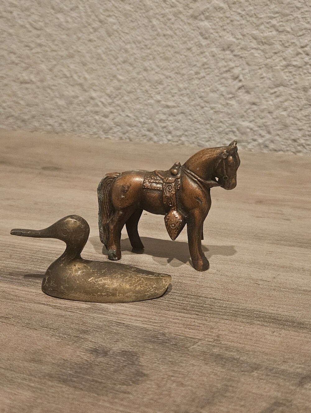 Brass Bundle Vintage Duck And Horse Figurine